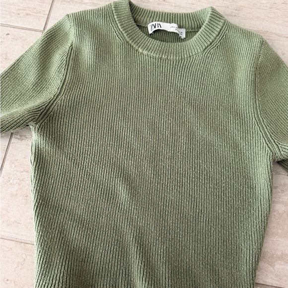 Zara Tops - Zara Olive Green Ribbed Knit Top